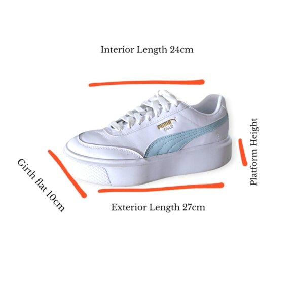 PUMA OSLO MAJA White + Mint Blue Platform Sneakers - Picture 16 of 16